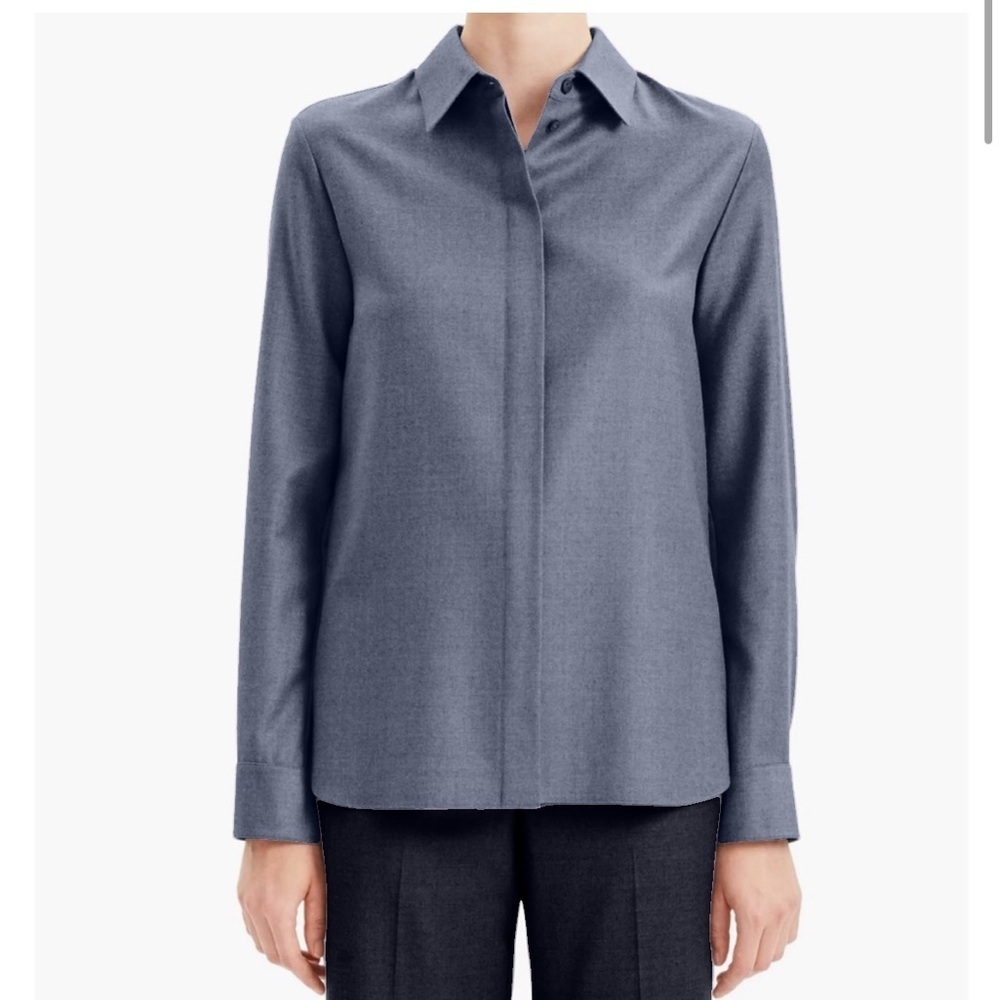 Theory | Classic Menswear Inspired Shirt Small Blue Grey Soft Crunch Linen Blend